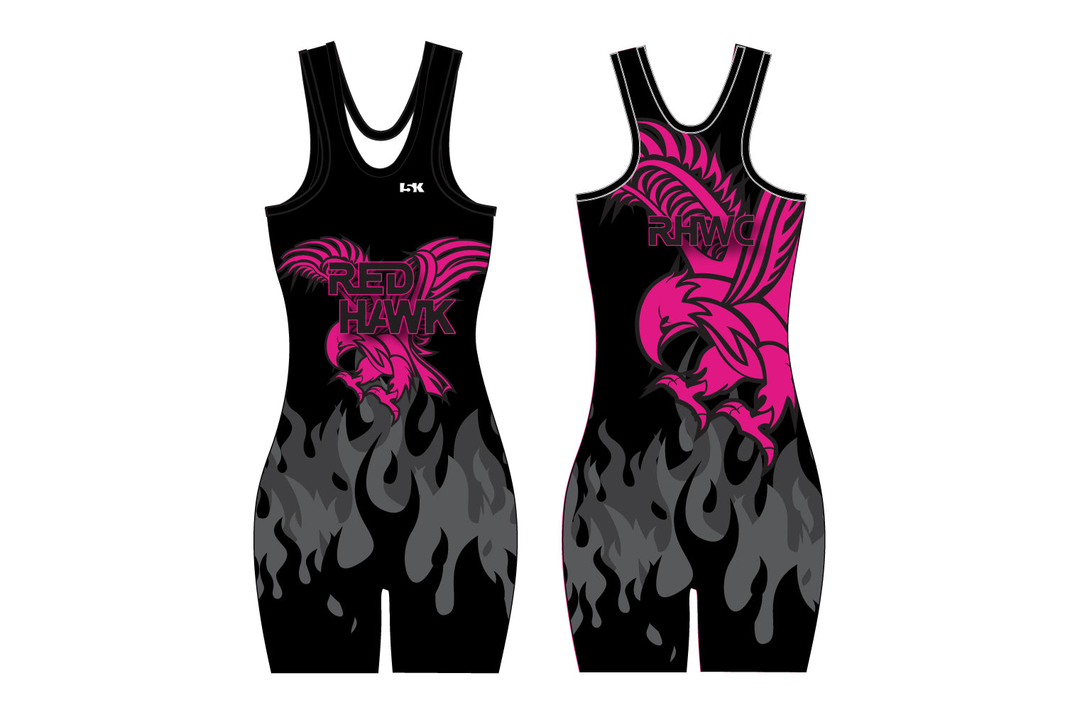 Red Hawk Wrestling Sublimated Women's Singlet - Pink/Black Design