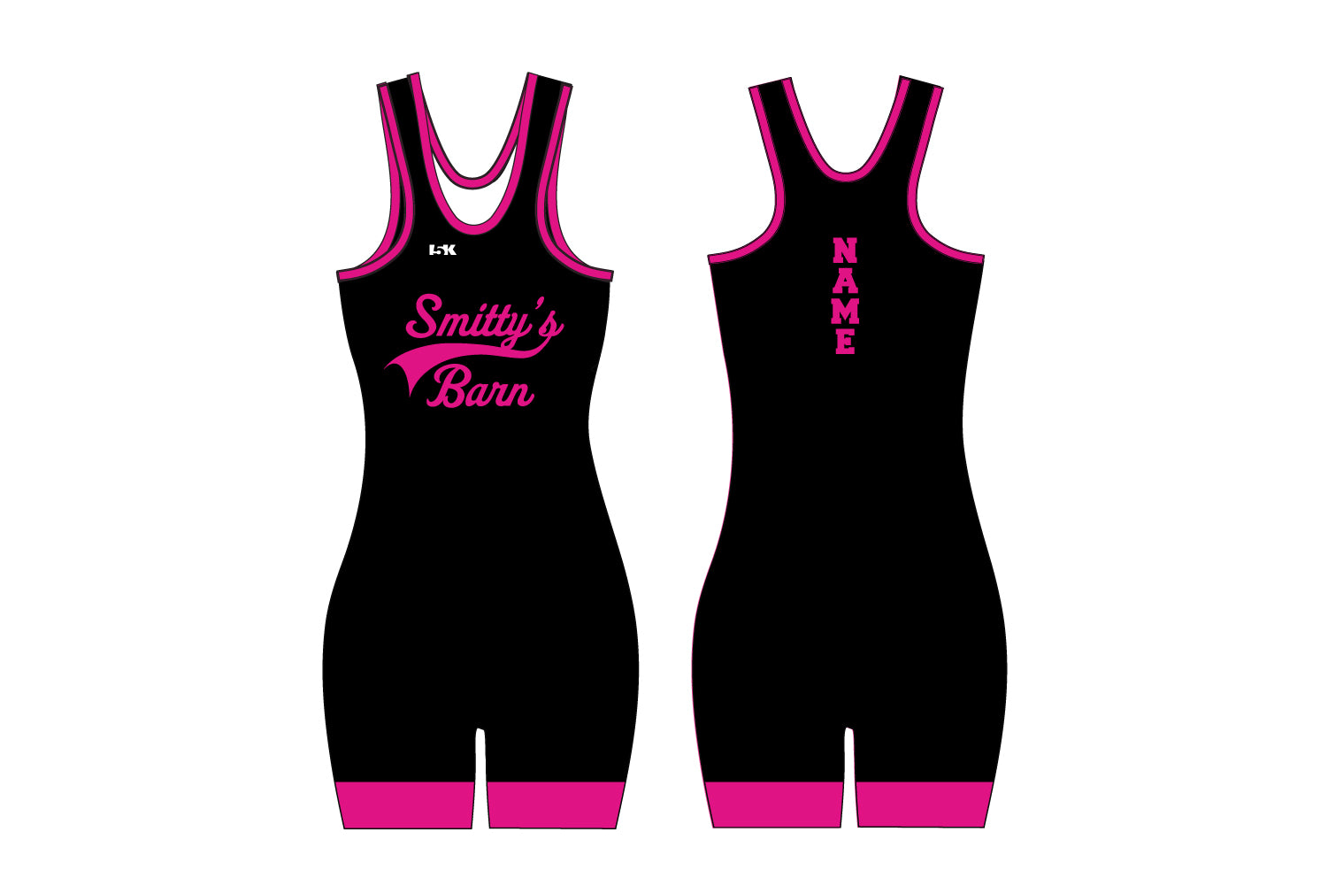 Smitty's Wrestling Sublimated Women's Singlet - Black/Pink Design