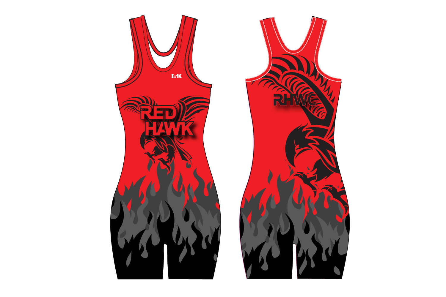 Red Hawk Wrestling Sublimated Women's Singlet - Red/Black Design