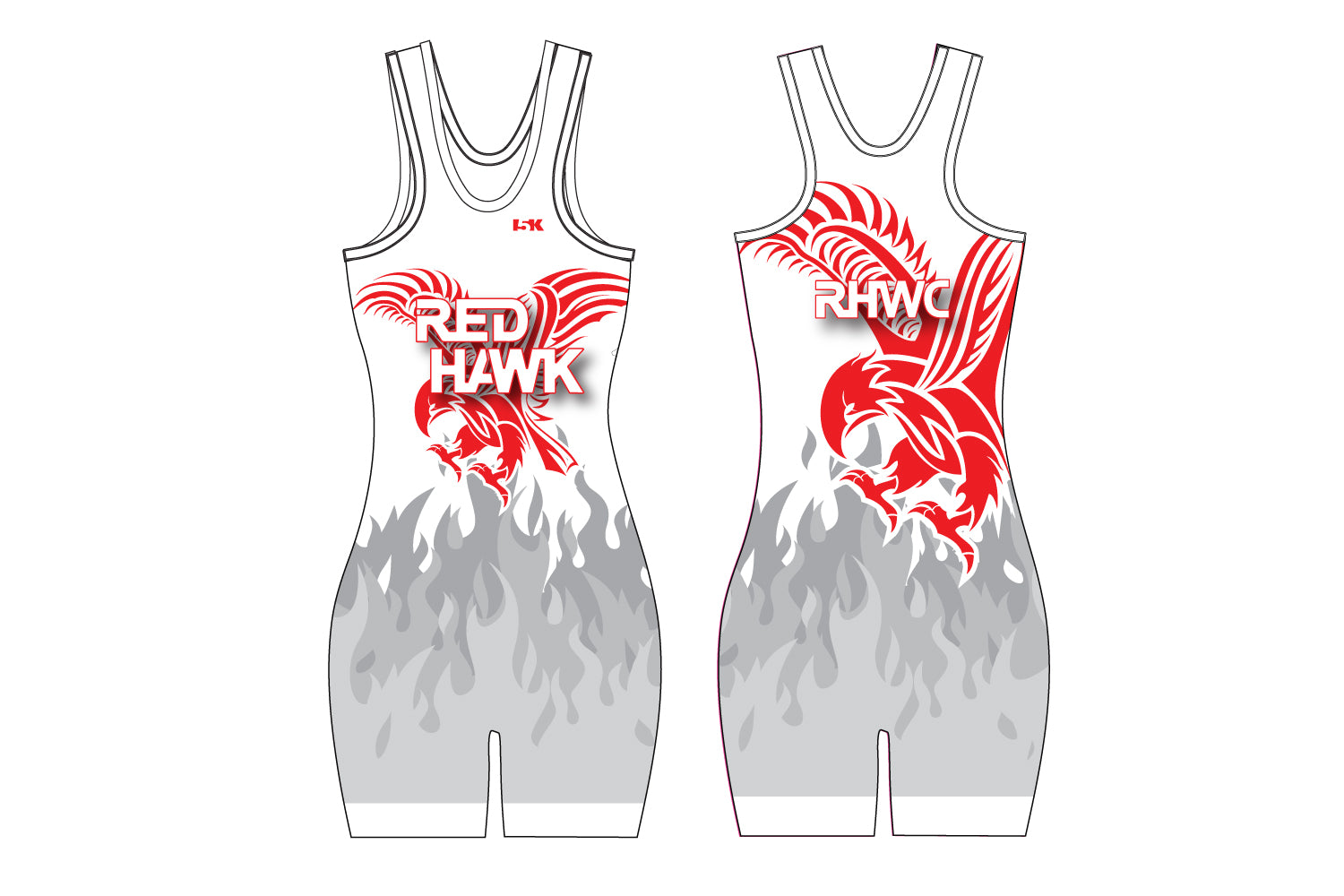 Red Hawk Wrestling Sublimated Women's Singlet - White/Gray Design