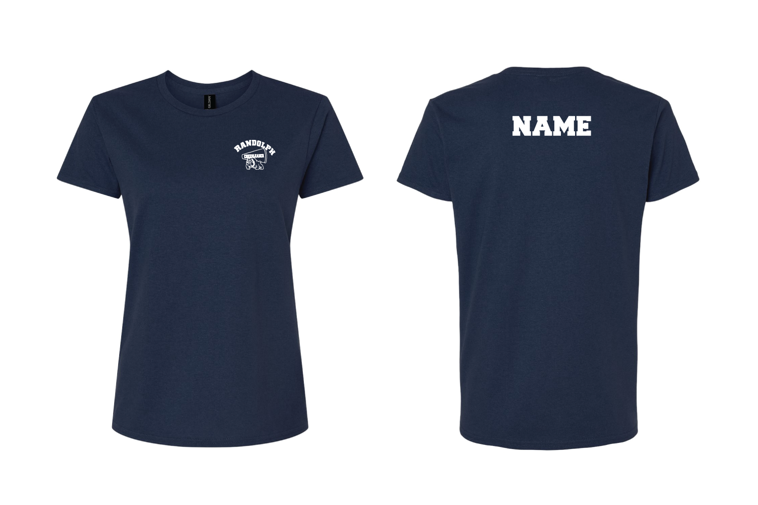 Randolph Cheer Cotton Women's Crew Neck Tee Design #3 - Navy