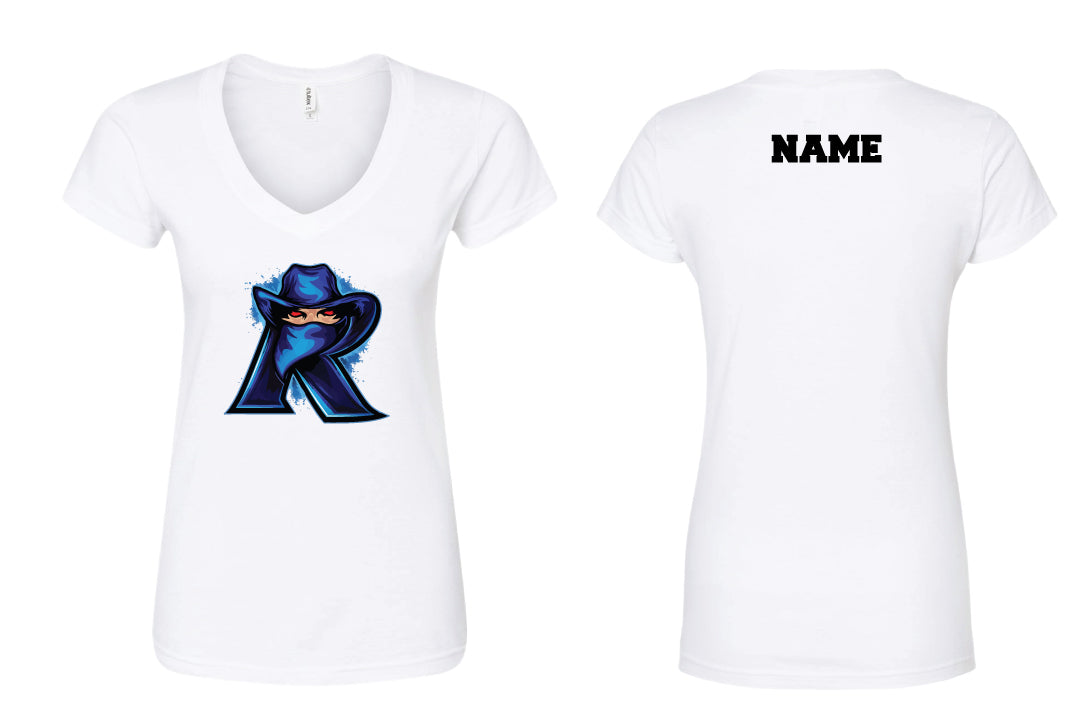 Tri-Town Renegades Women's Cotton V-Neck Tee - White (Design 3)