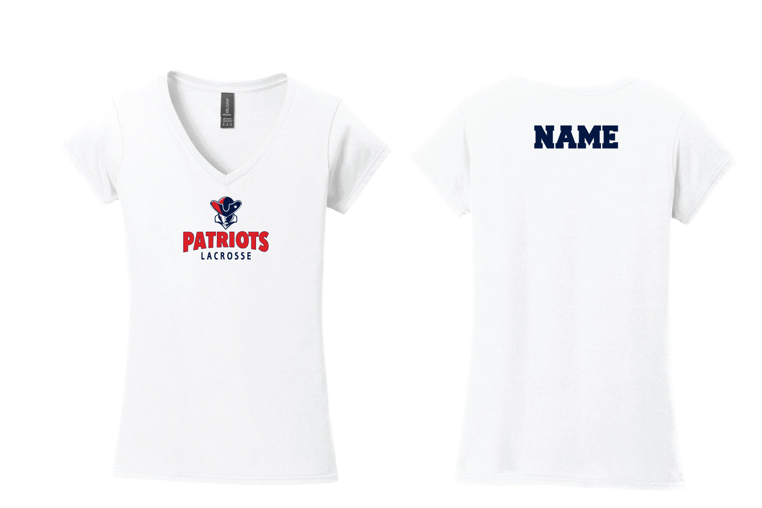 Warwick Pal Patriots Lax Women's Cotton V-Neck Tee - White