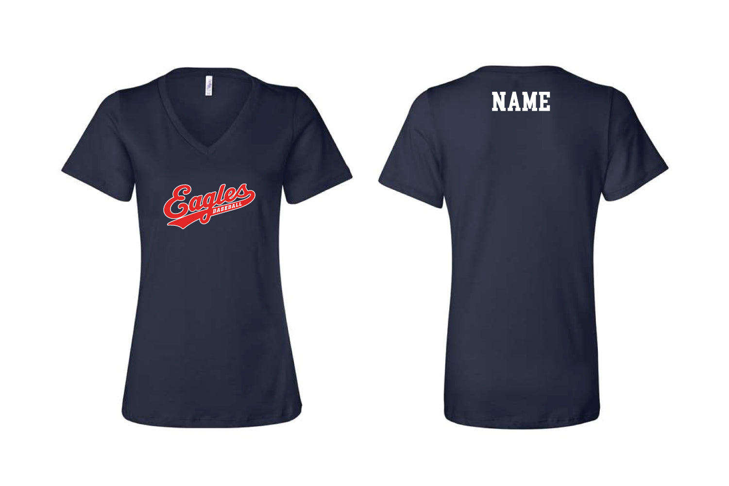 PBI Eagles Baseball Cotton Women's V-Neck Cotton Tee - Navy