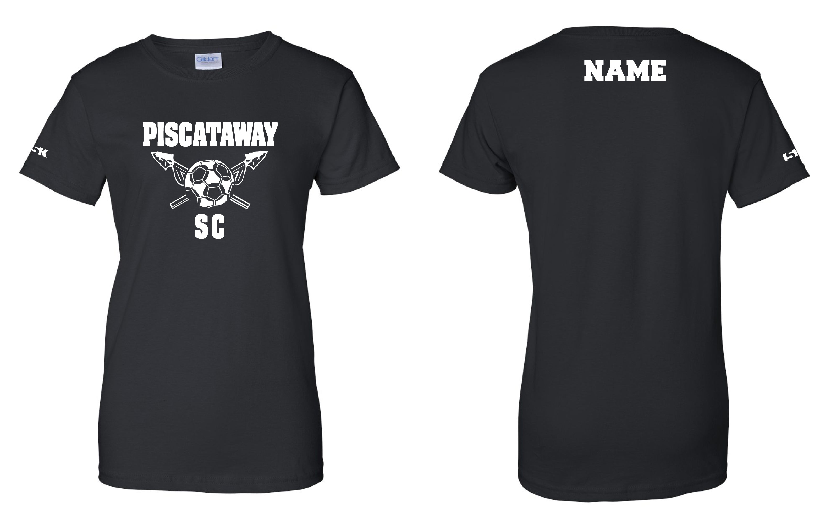 Piscataway Soccer Cotton Women's Crew Neck Tee - Black