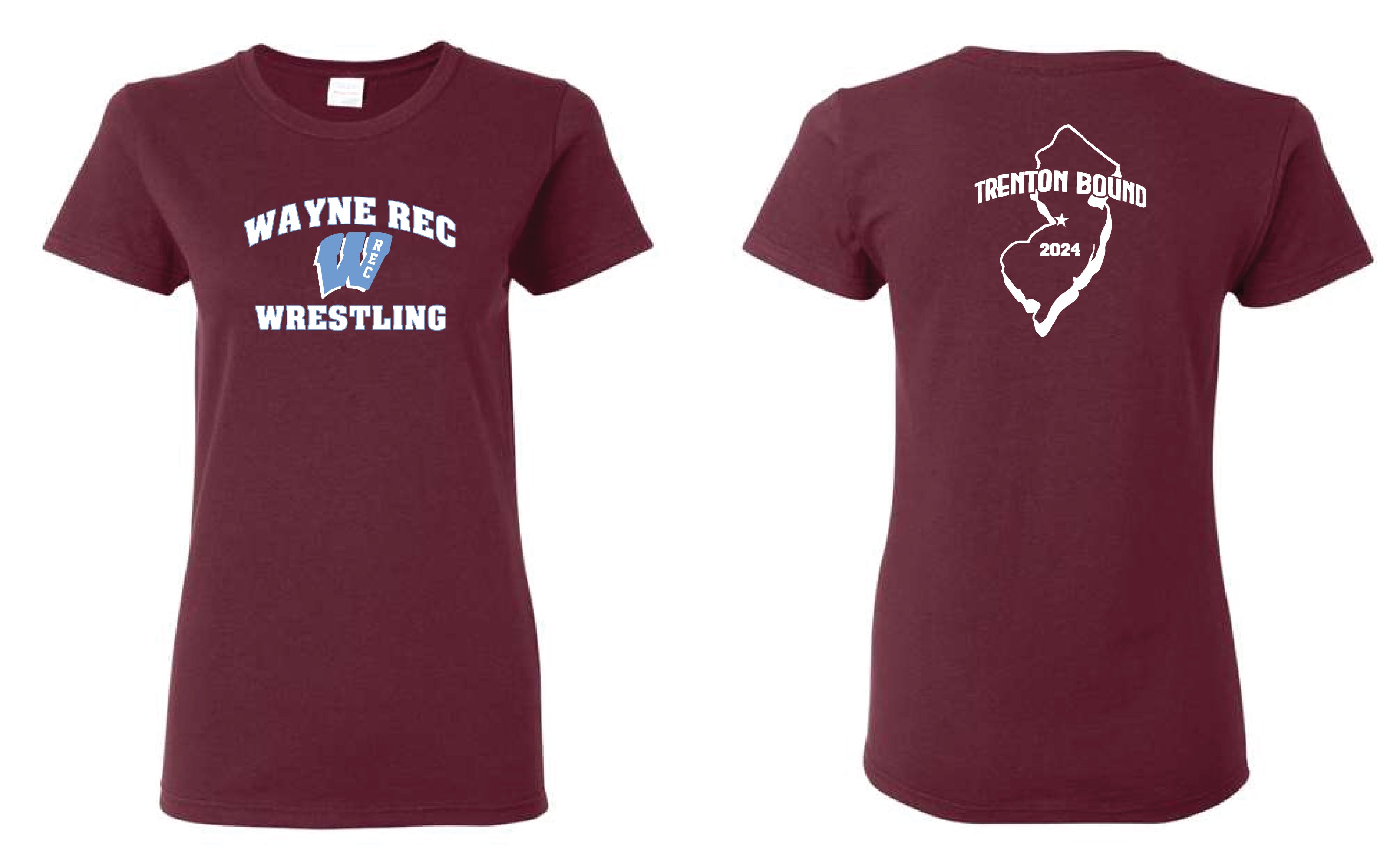 Wayne Rec "State Team" Cotton Women's Crew Neck Tee - Maroon