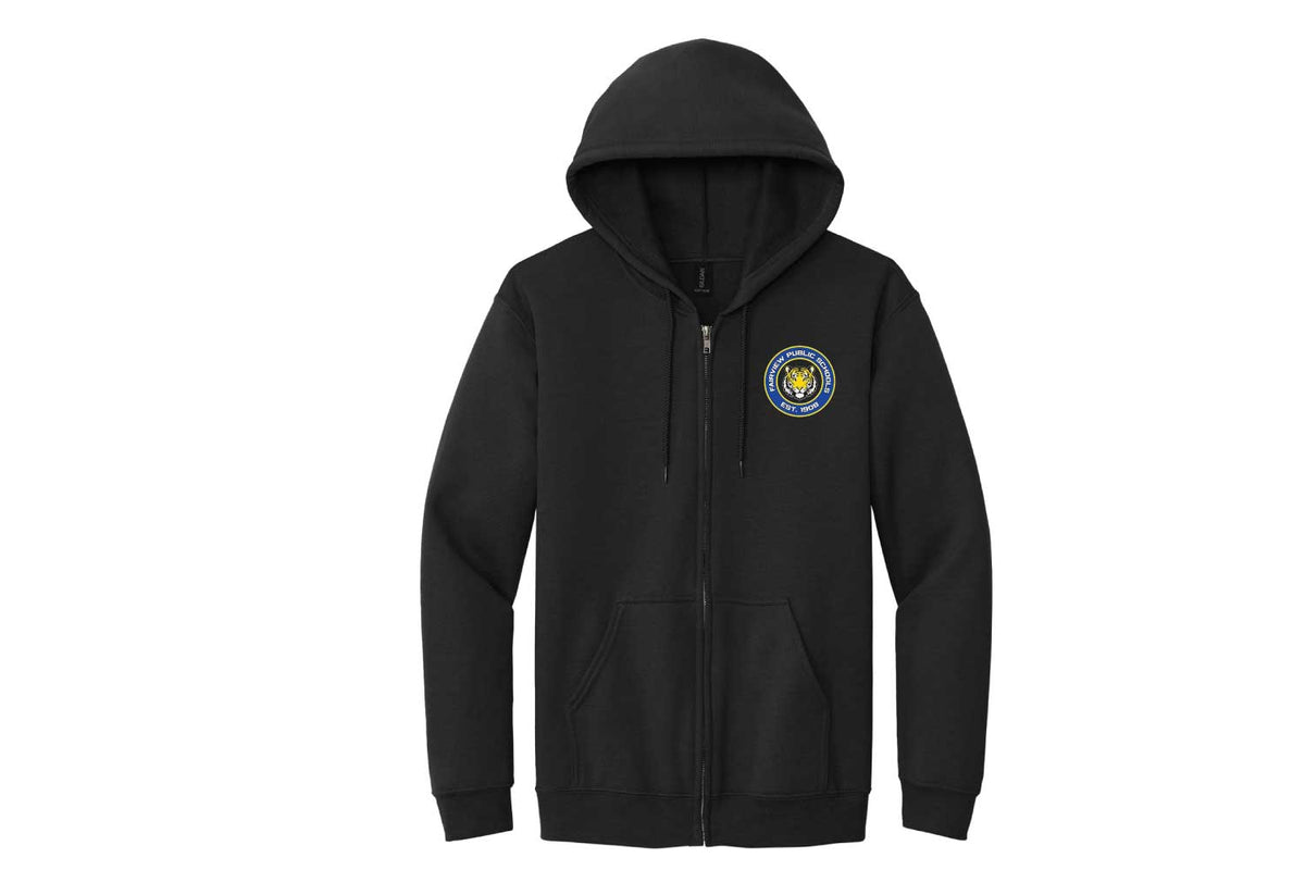 Fairview Public Schools Full-Zip Hooded Sweatshirt  - Black (Embroidered Logo)