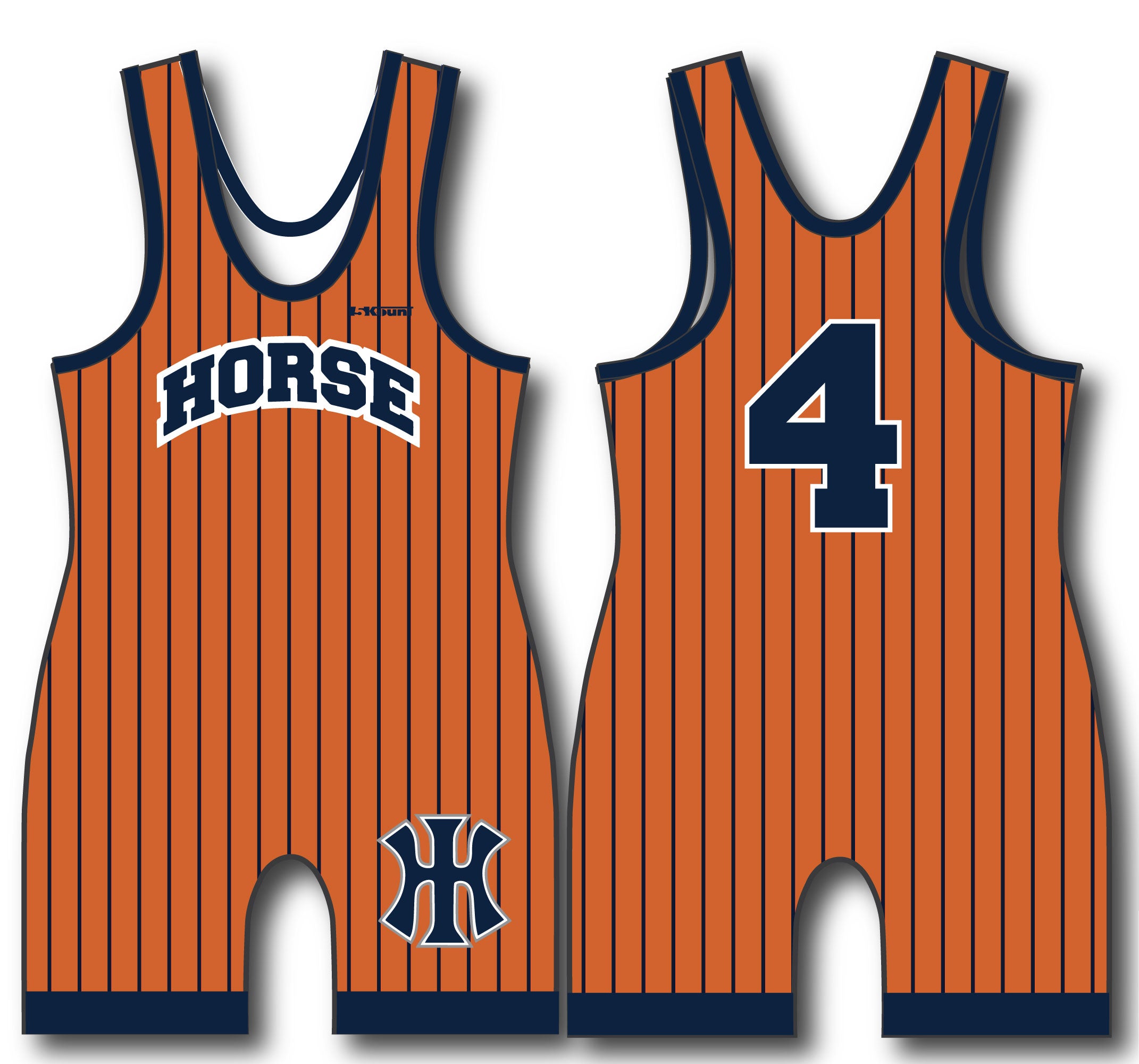 Iron Horse Wrestling Sublimated Singlet - Orange/Navy - 5KounT