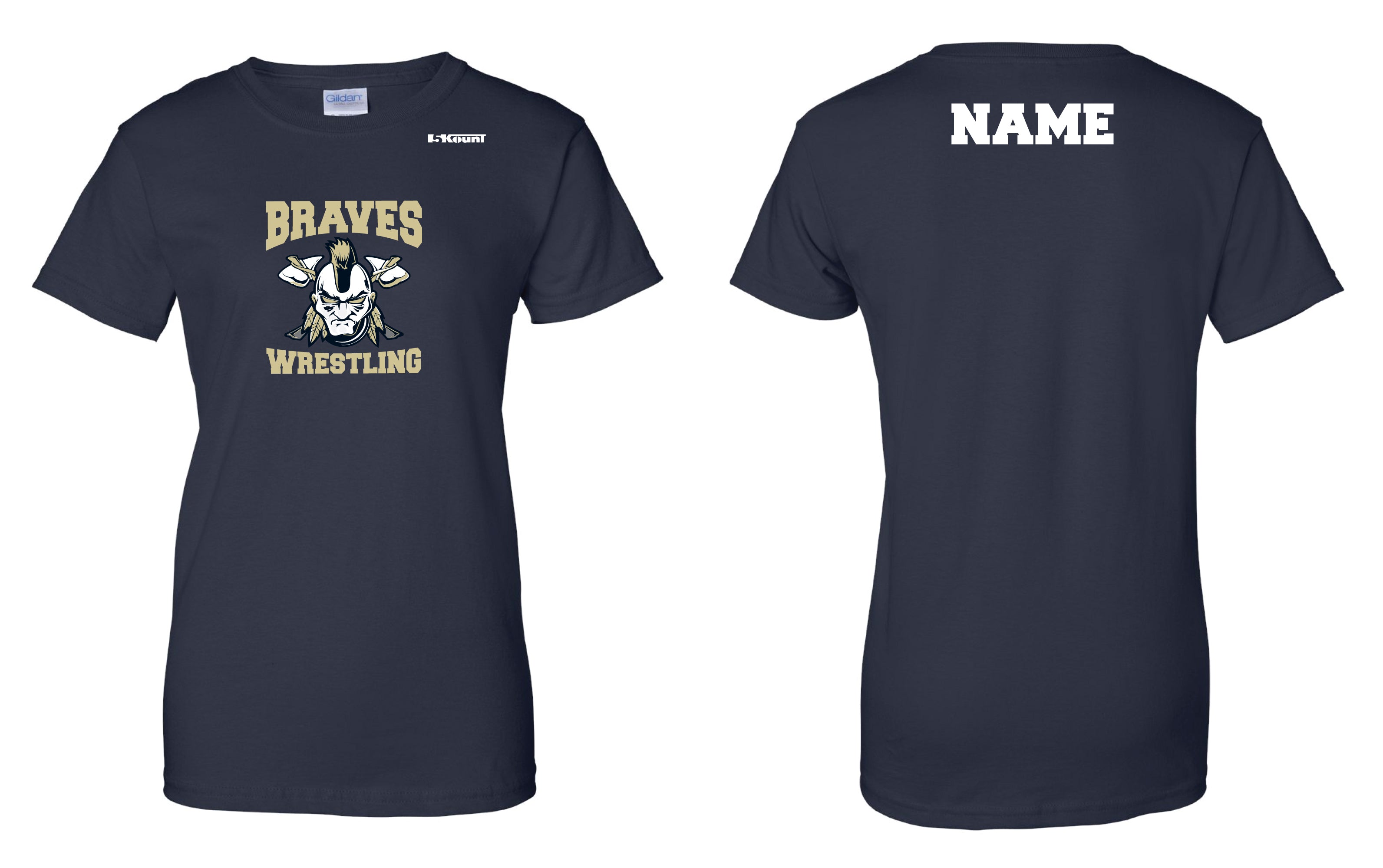 Braves Wrestling Cotton Women's Crew Tee - Navy - 5KounT2018