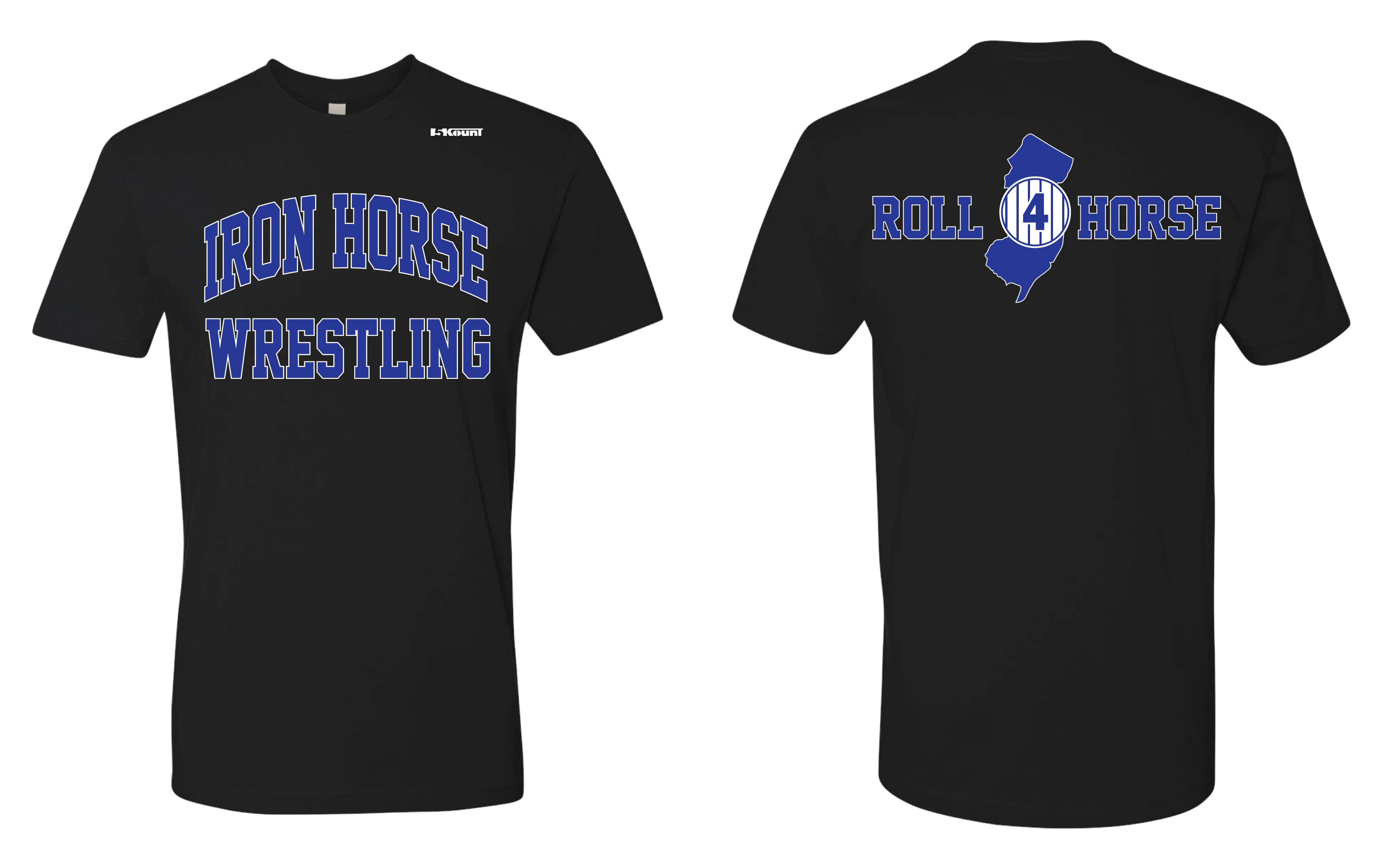 Iron Horse Wrestling Cotton Crew Tee - Black/Royal - 5KounT2018