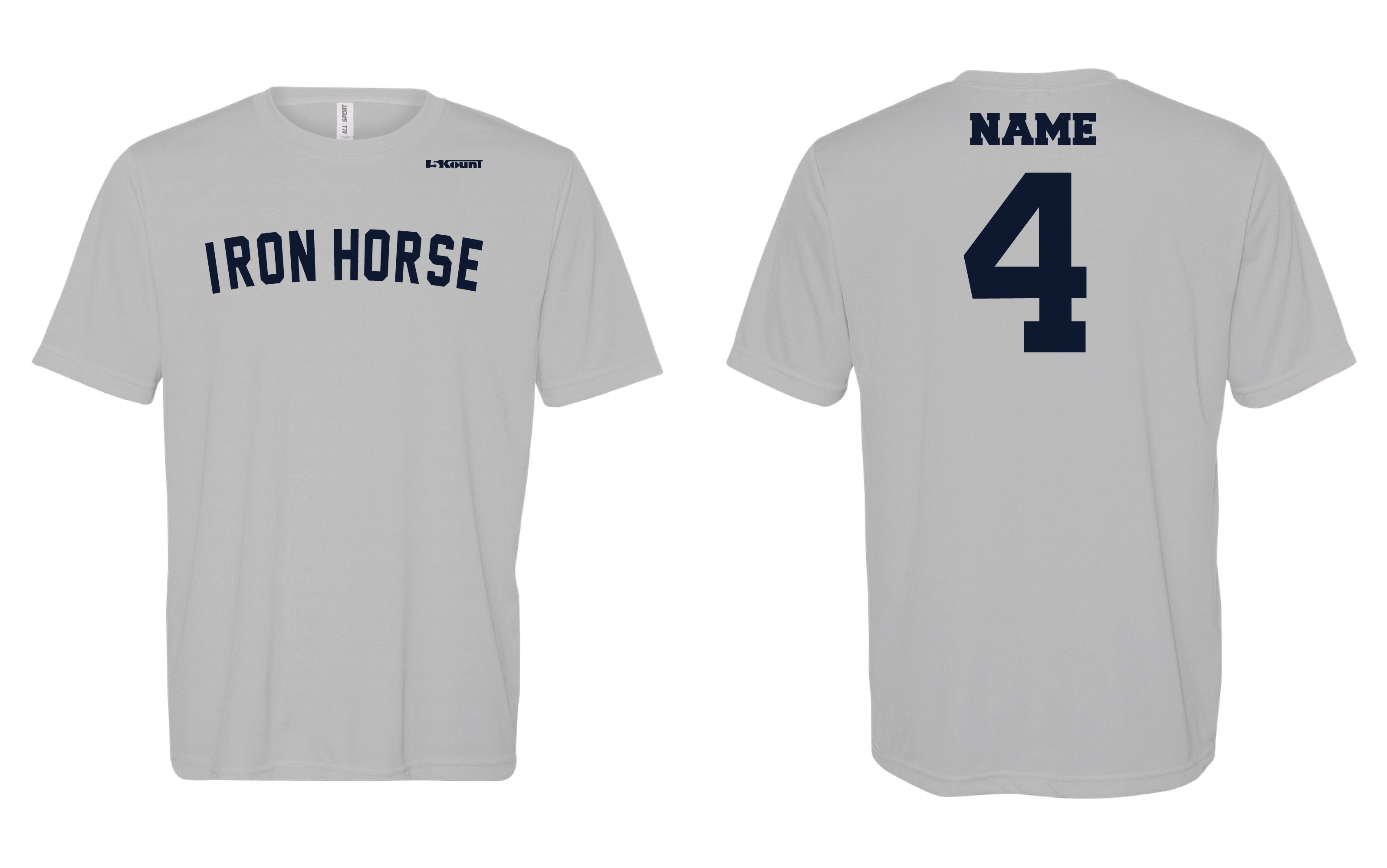 Iron Horse Wrestling Dryfit Performance Tee - Silver - 5KounT2018