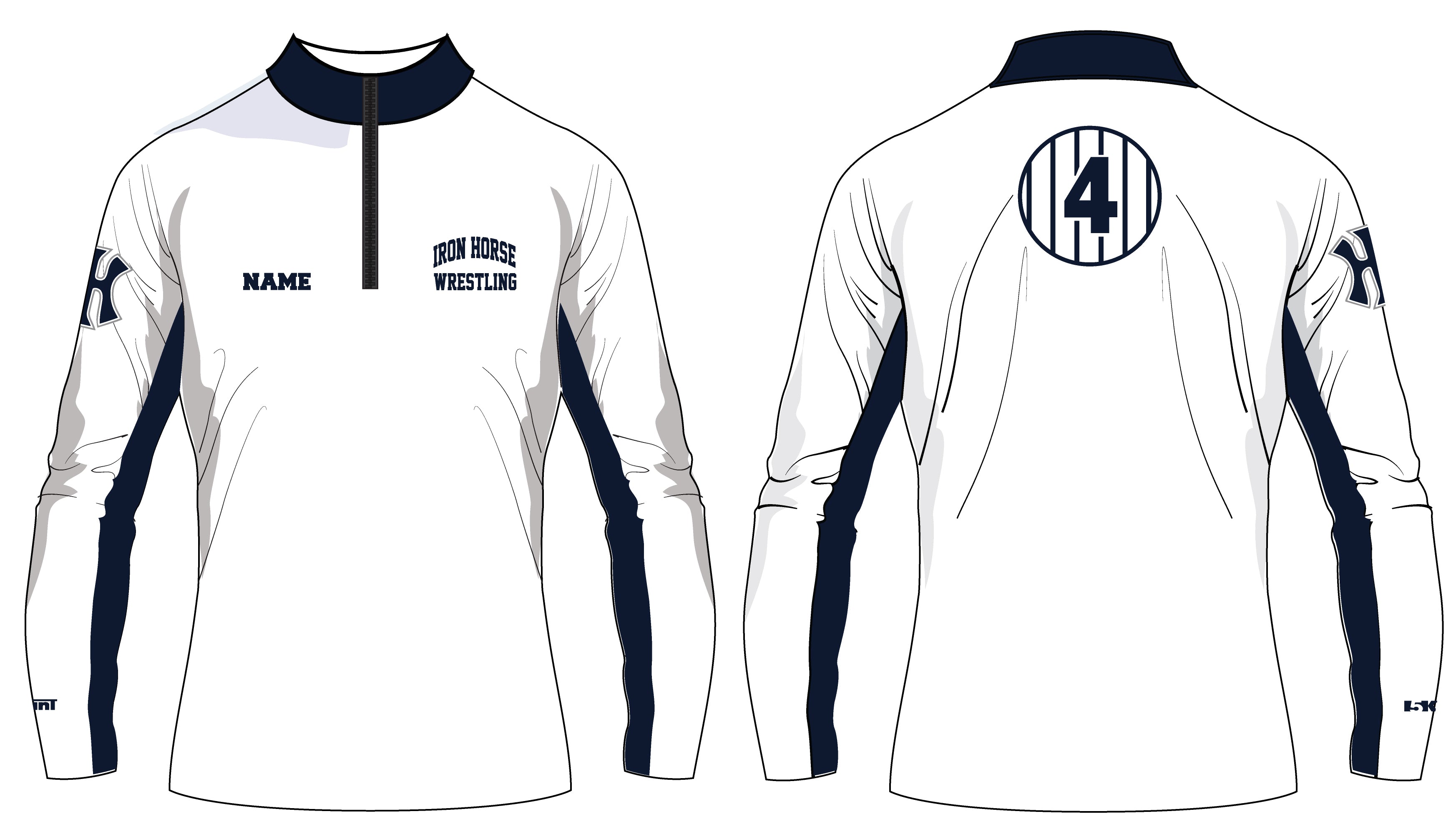 Iron Horse Wrestling Sublimated Quarter Zip - White/Navy - 5KounT2018