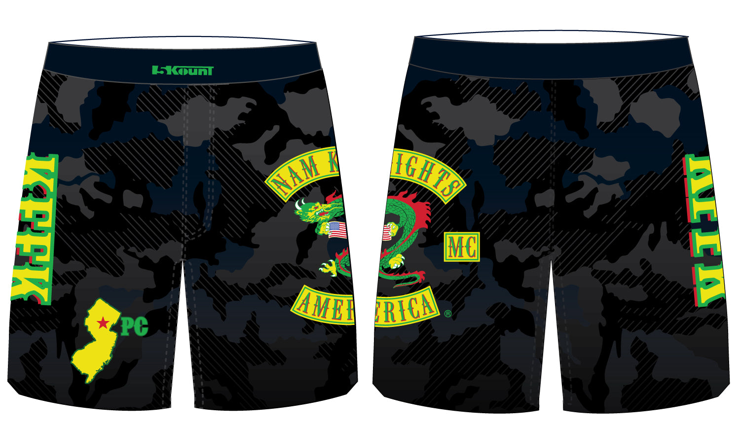 Nam Knights Sublimated Fight Shorts - USA - 5KounT