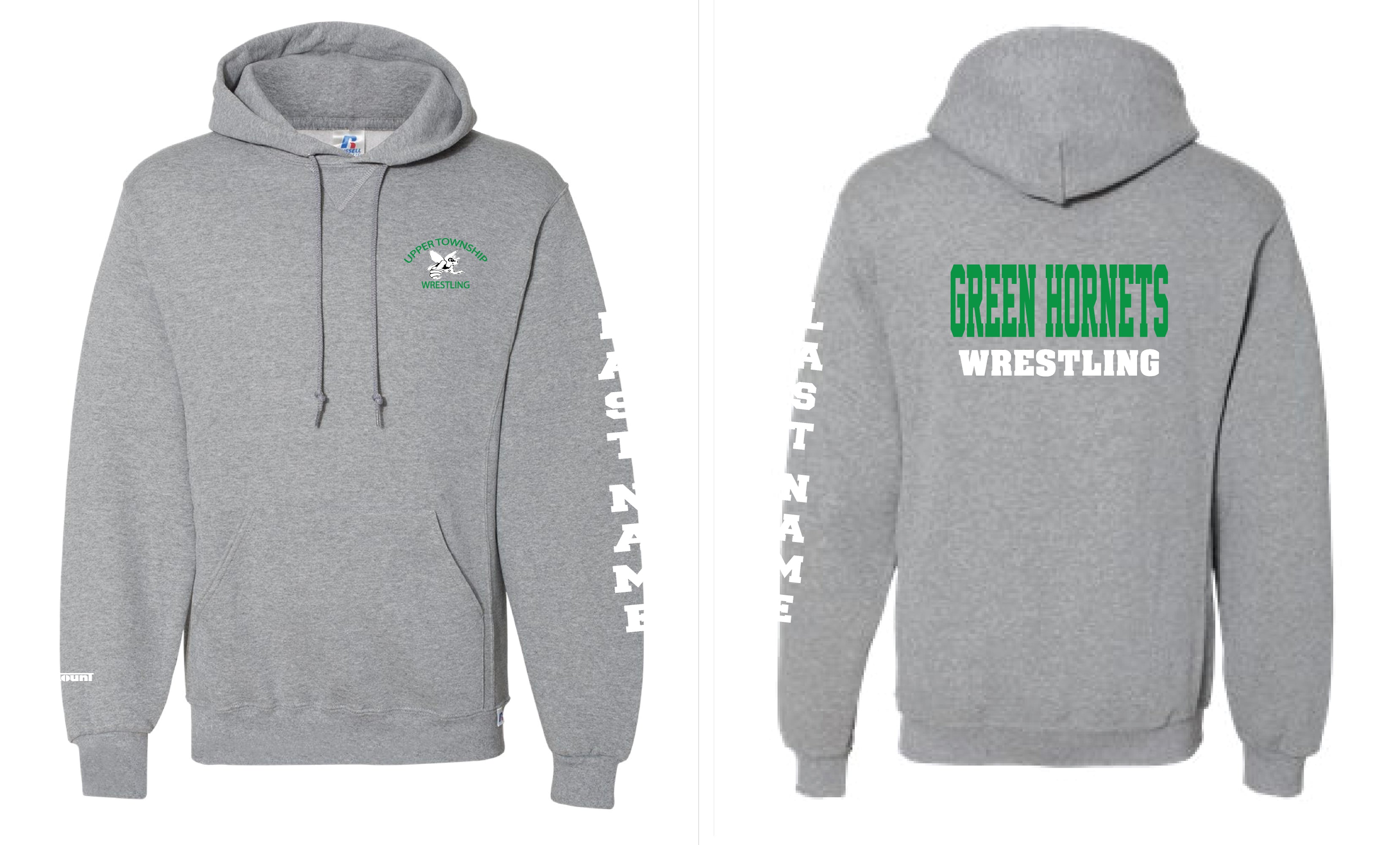 Upper Township Wrestling Cotton Hoodie - Black / Gray - 5KounT2018