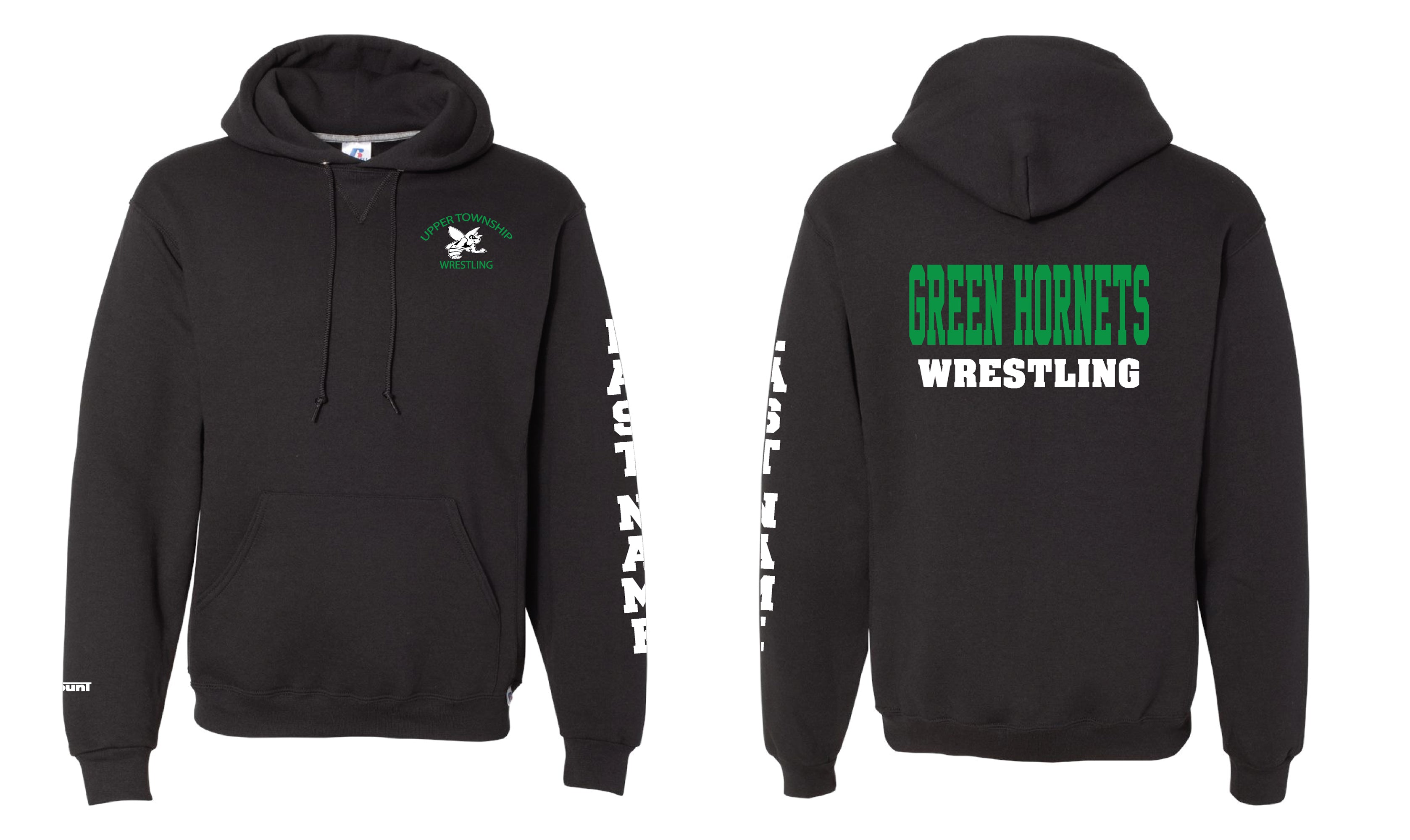 Upper Township Wrestling Cotton Hoodie - Black / Gray - 5KounT2018
