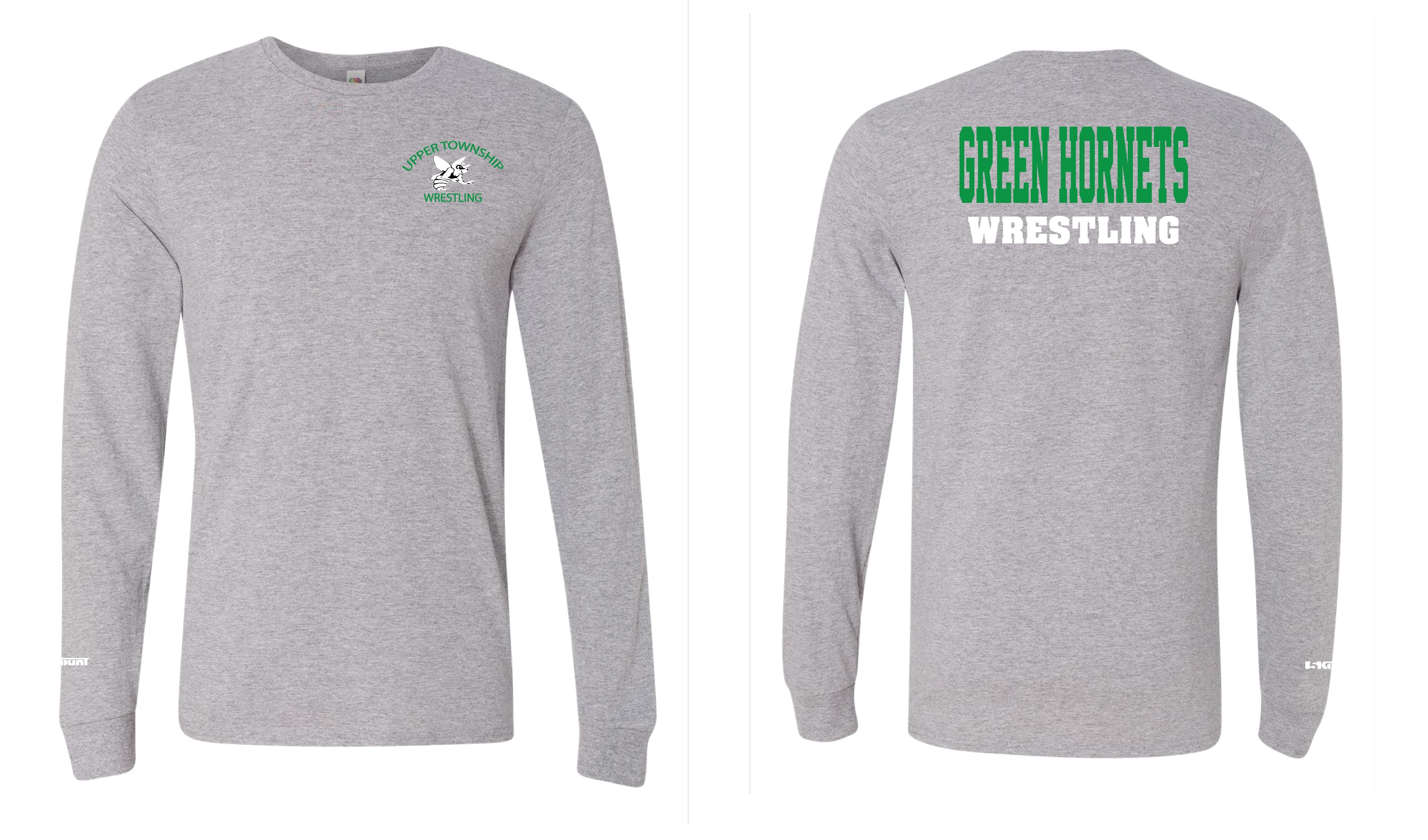 Upper Township Wrestling Cotton Long Sleeve - Gray - 5KounT2018