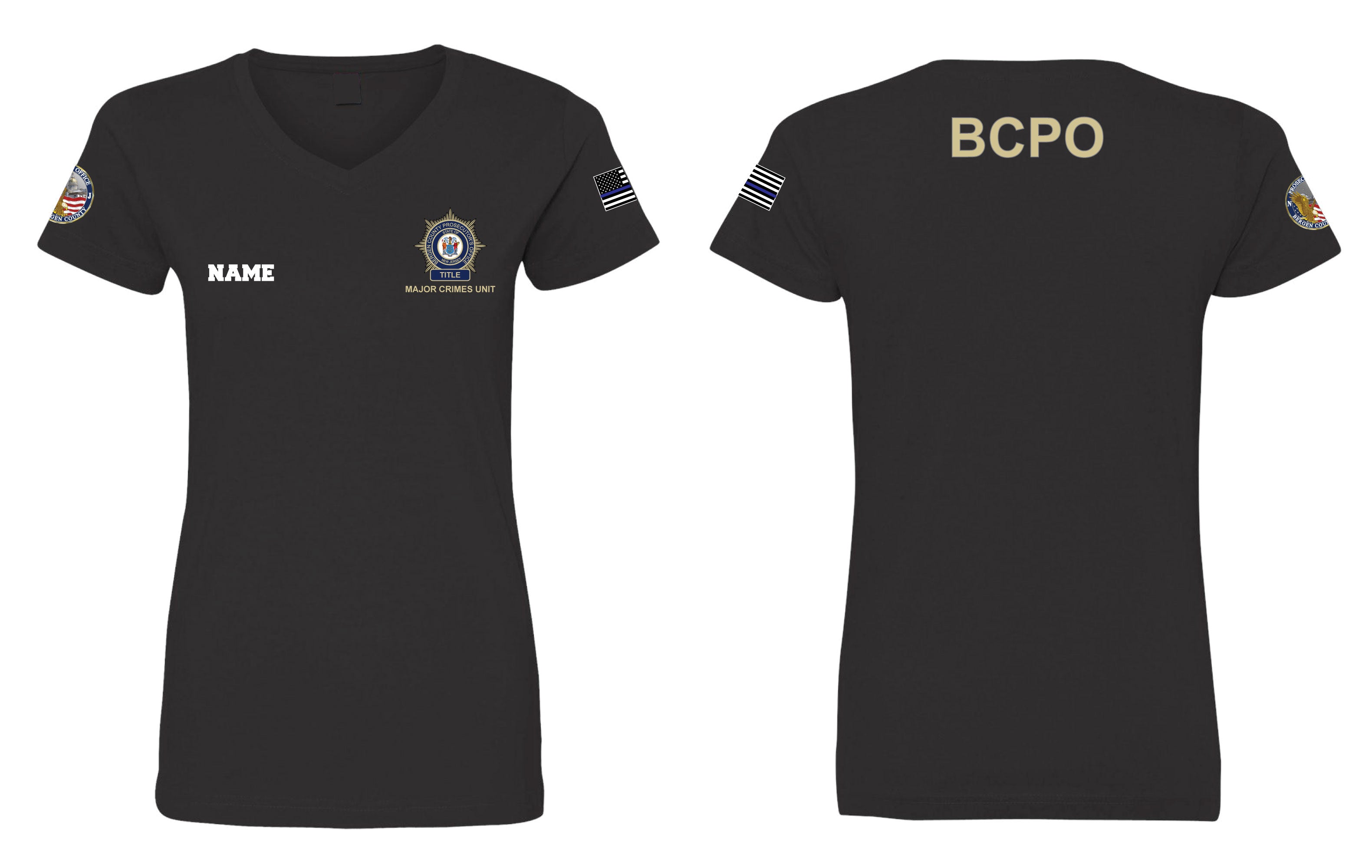 BCPO Cotton Women's V-Neck Tee - Black - 5KounT2018