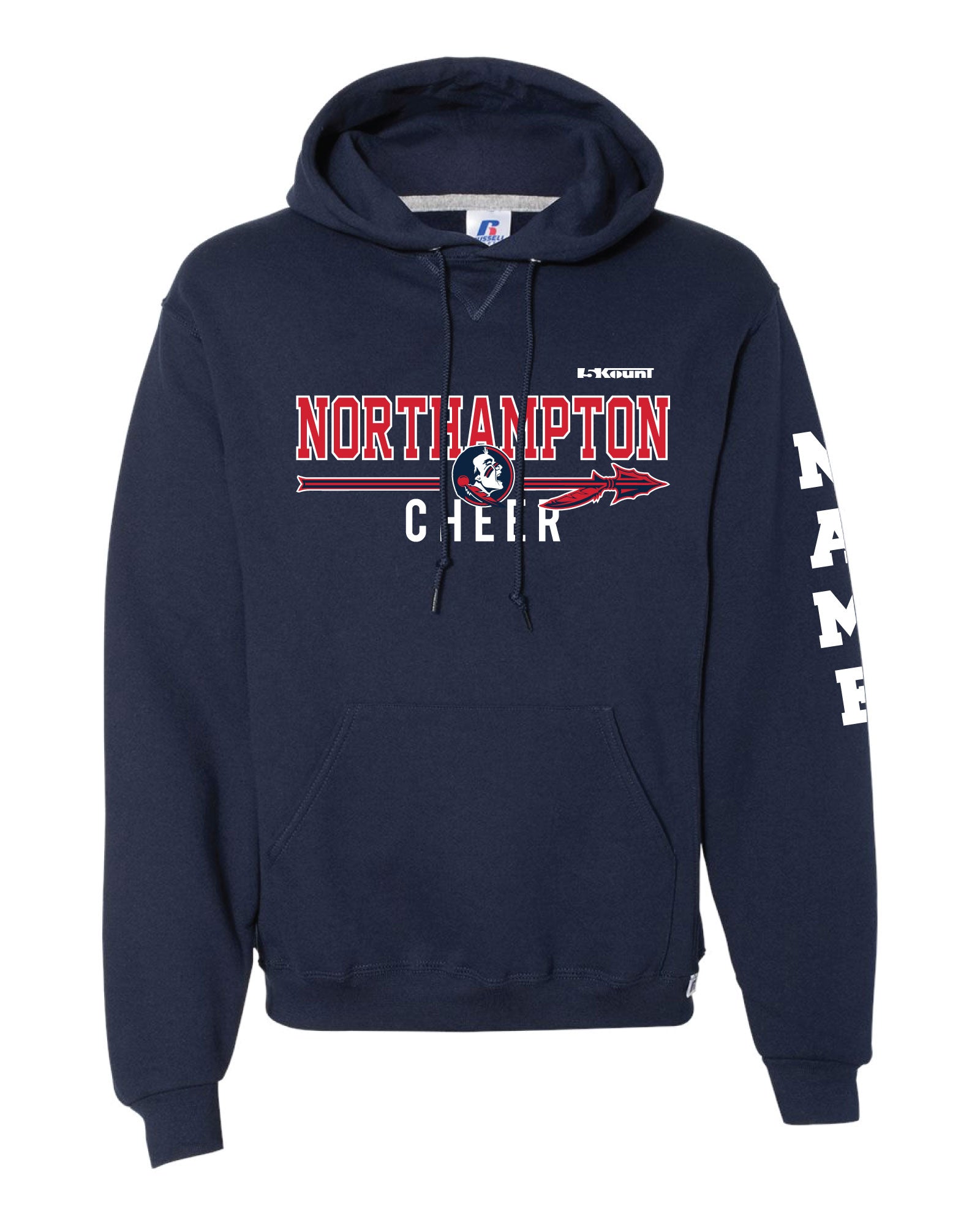 Northampton Indians Cheer Russell Athletic Cotton Hoodie - Navy - 5KounT2018