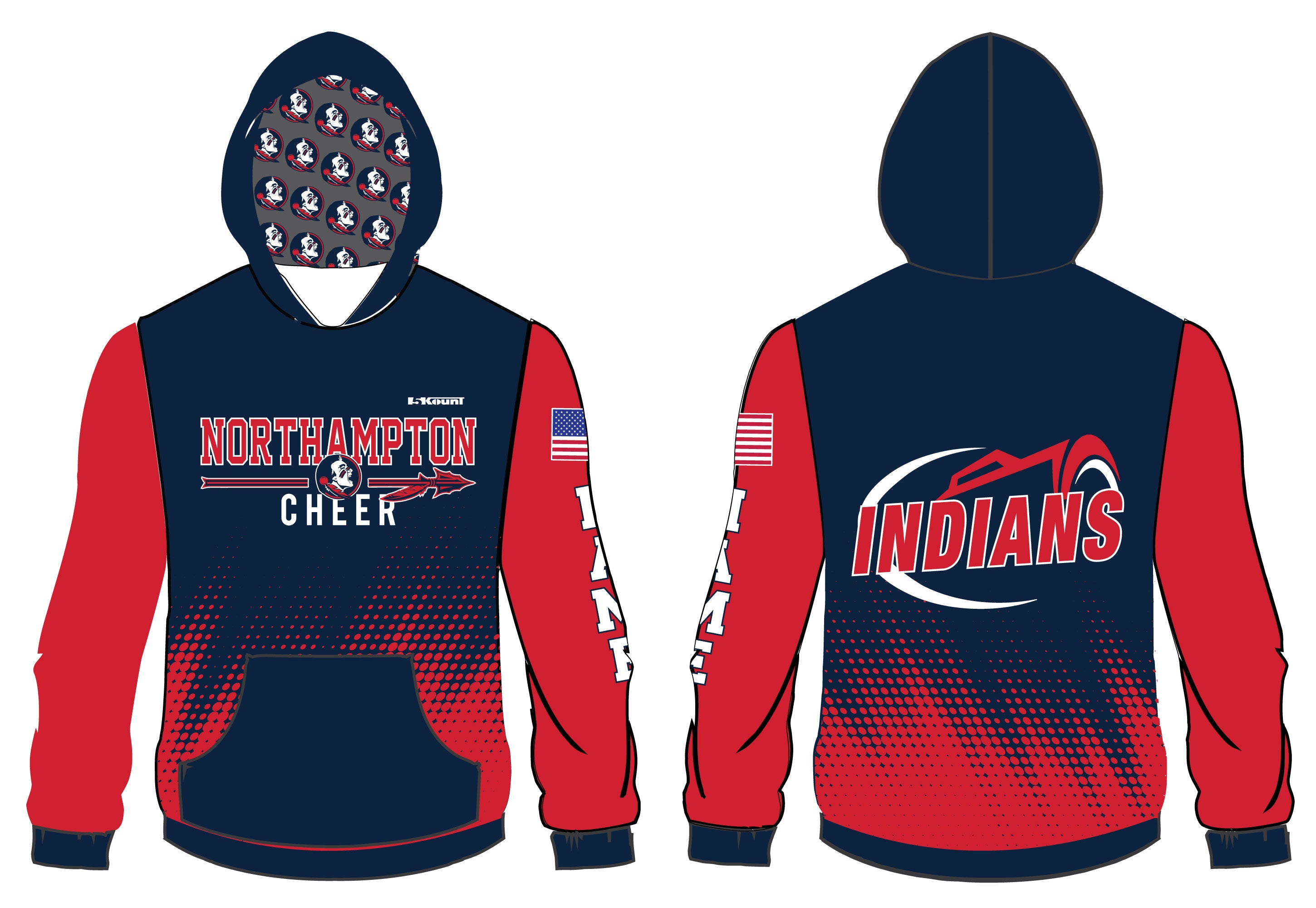 Northampton Indians Cheer Sublimated Hoodie - 5KounT2018
