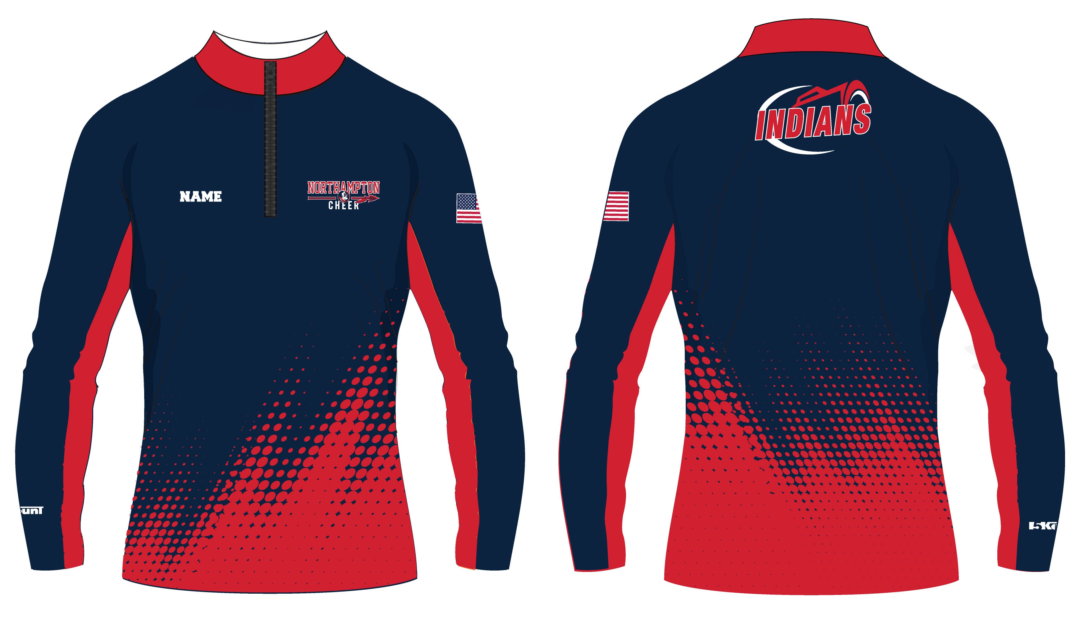 Northampton Indians Cheer Sublimated Quarter Zip - 5KounT2018