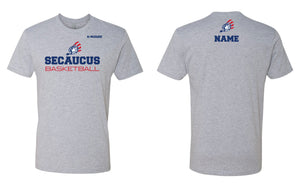 Secaucus High School Basketball Cotton Crew Tee - Grey - 5KounT2018