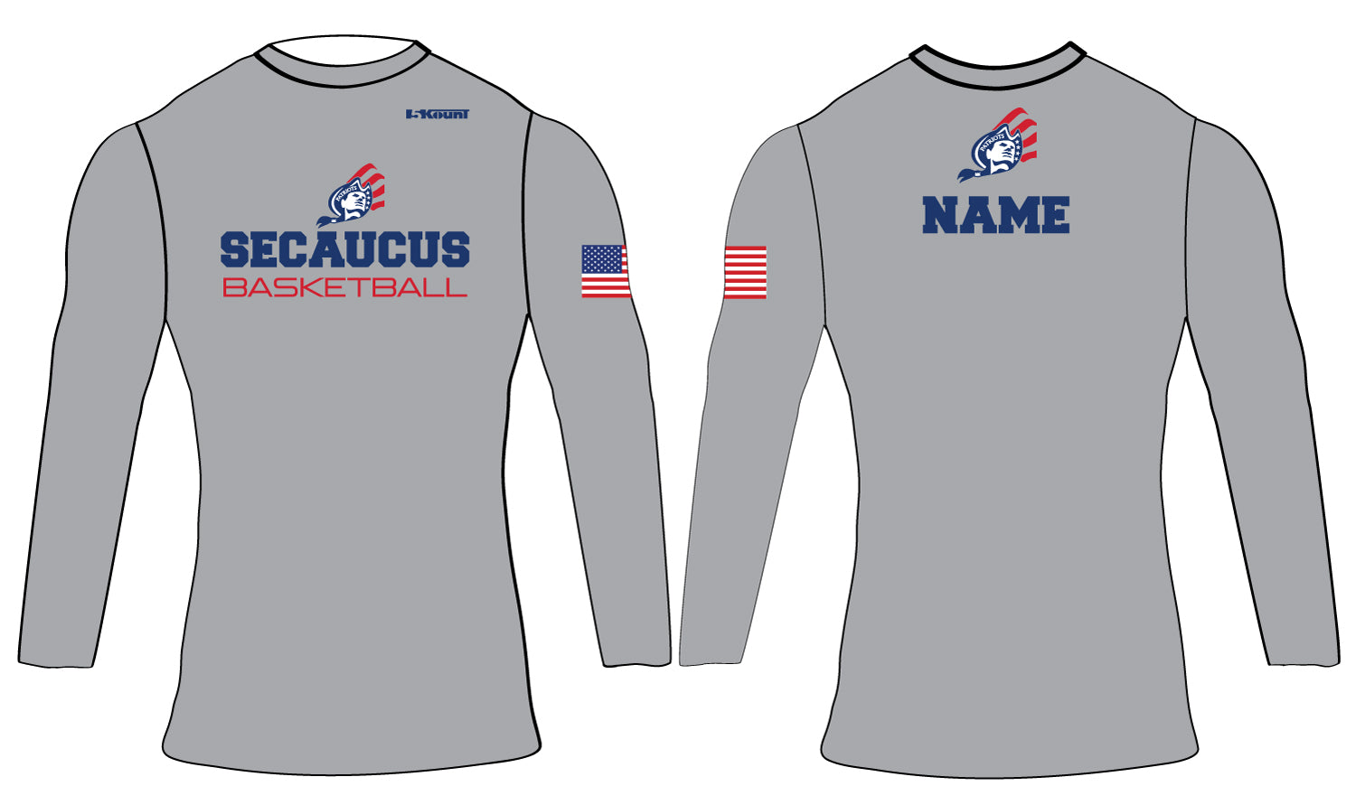 Secaucus High School Basketball Sublimated Longsleeve Compression Shirt White/Gray - 5KounT2018