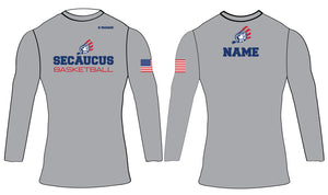 Secaucus High School Basketball Sublimated Longsleeve Compression Shirt White/Gray - 5KounT2018