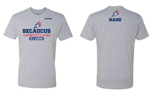 Secaucus High School Wrestling Alumni Cotton Crew Tee - Grey - 5KounT2018