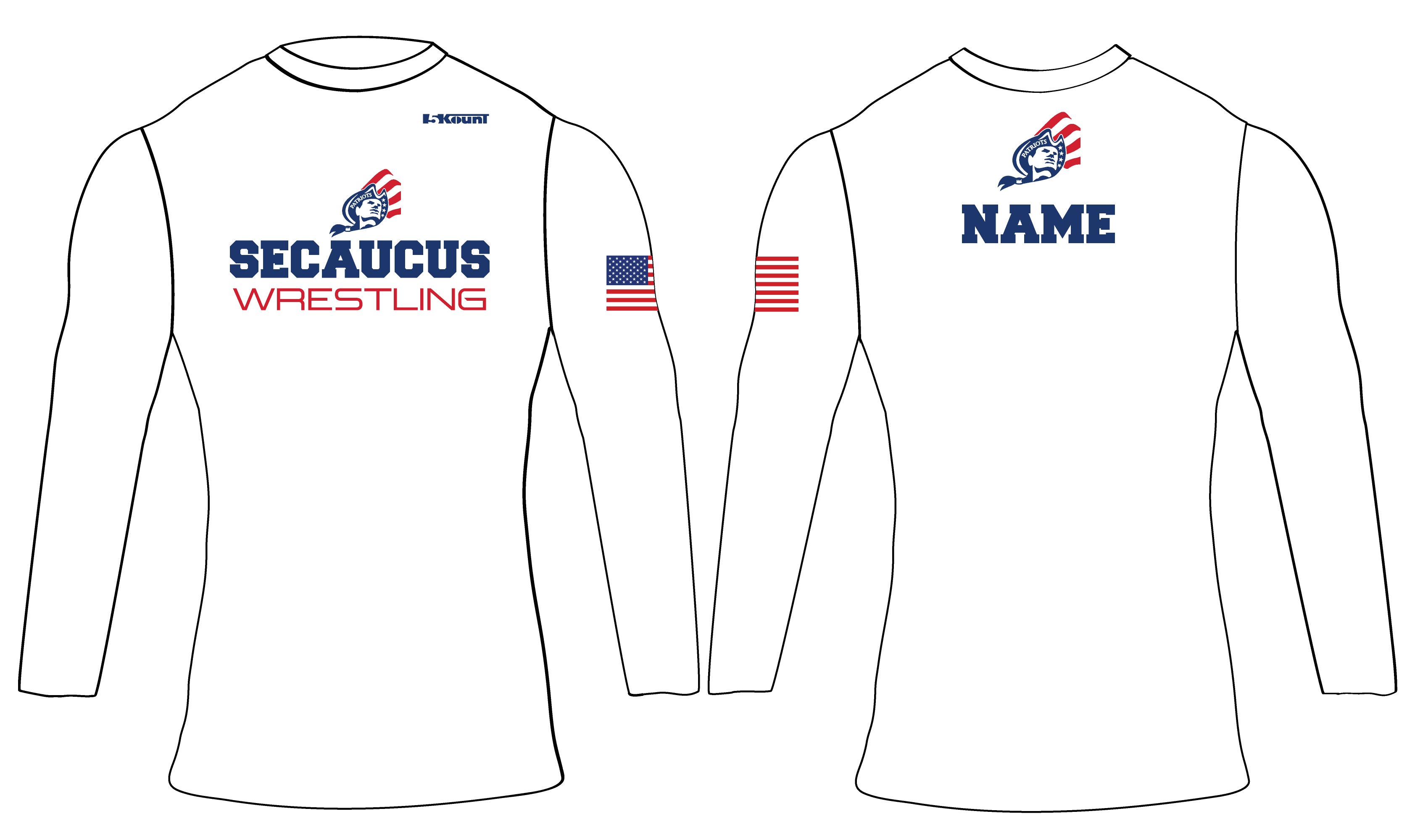 Secaucus High School Wrestling Sublimated Longsleeve Compression Shirt - 5KounT2018