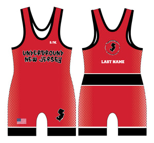 Underground Wrestling Club Sublimated Men's Singlet (Front Logo) - Black/White/Red - 5KounT