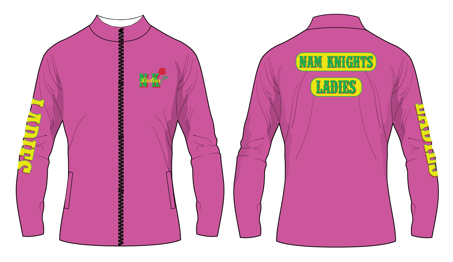 Nam Knights Sublimated Ladies' Sublimated WarmUp Full Zip Jacket - Pink - 5KounT
