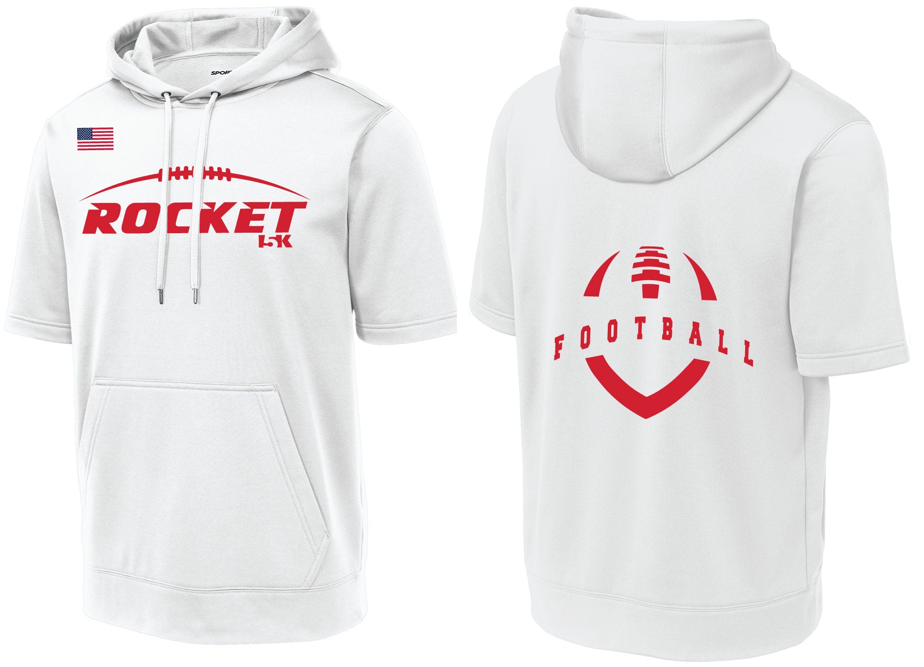 Rocket Football - 7 on 7 Short Sleeve Hooded Pullover - White - 5KounT
