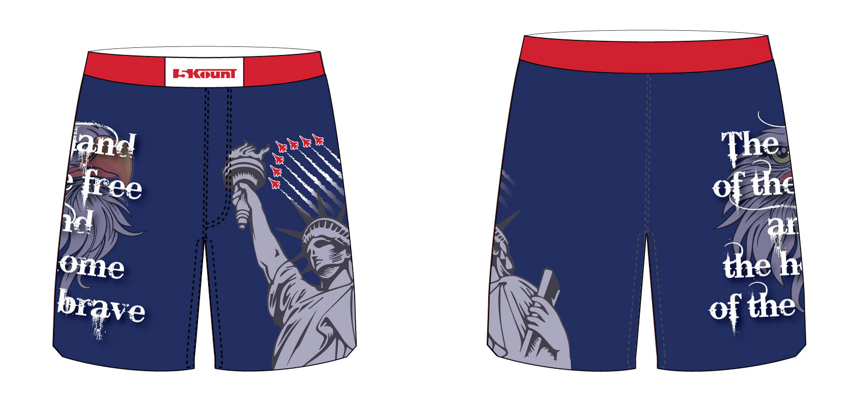 4th of July Sublimated Fight Shorts - 5KounT2018
