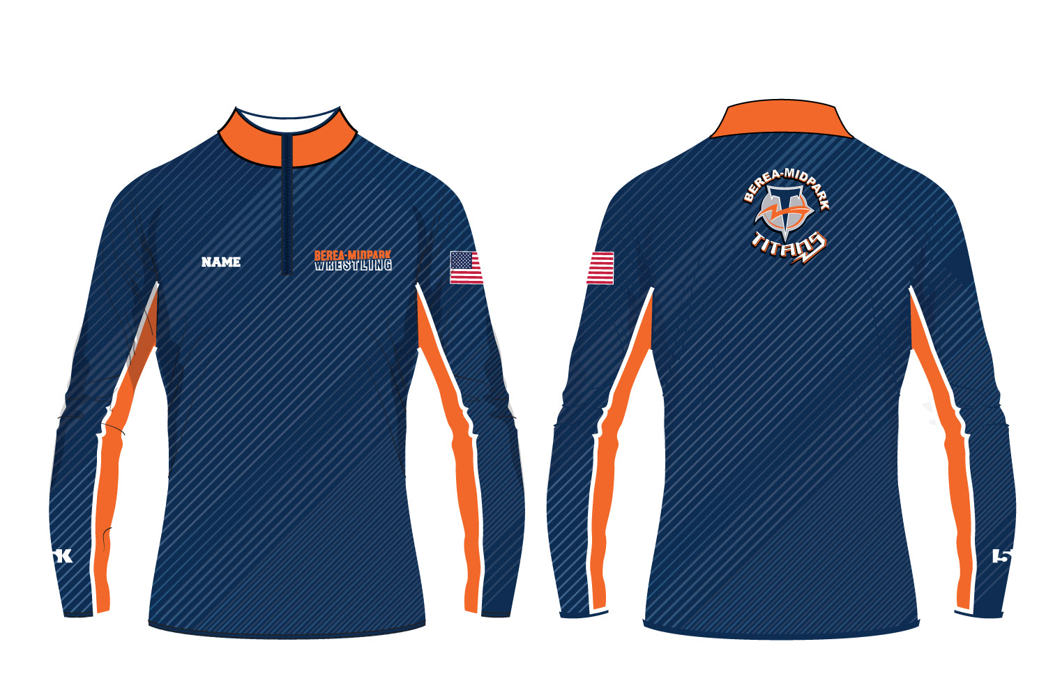 Berea Midpark Wrestling Sublimated Quarter Zip - Navy - 5KounT