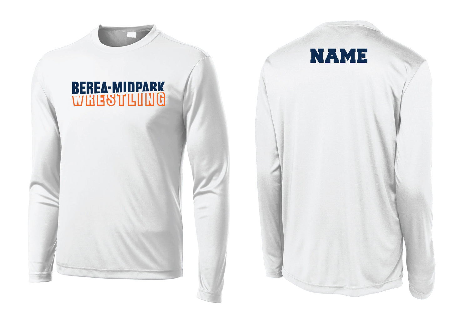 Berea Midpark Wrestling Long Sleeve Dryfit Performance Tee - White - 5KounT