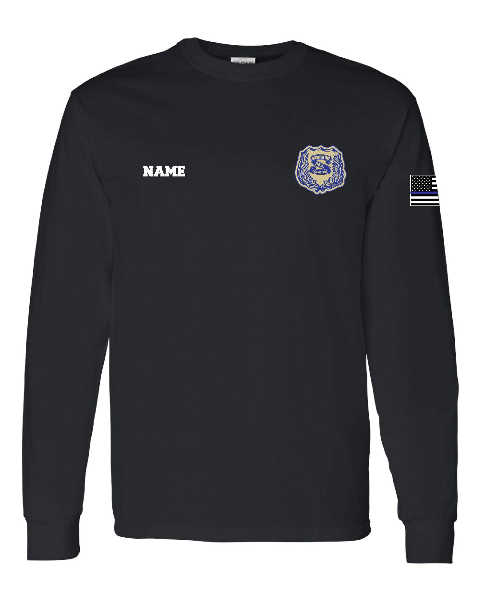 BTPD Cotton Crew Long Sleeve PBA Tee - Black - 5KounT2018