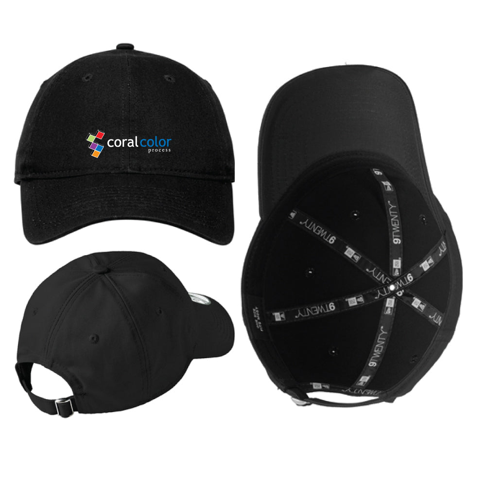Coral Color Process Adjustable Unstructured Cap - Black - 5KounT2018
