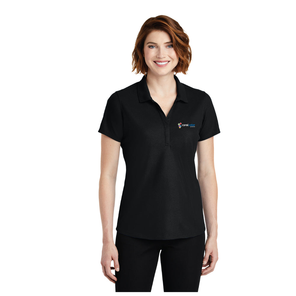 Coral Color Process Performance Pique Ladies Polo  - Black - 5KounT2018