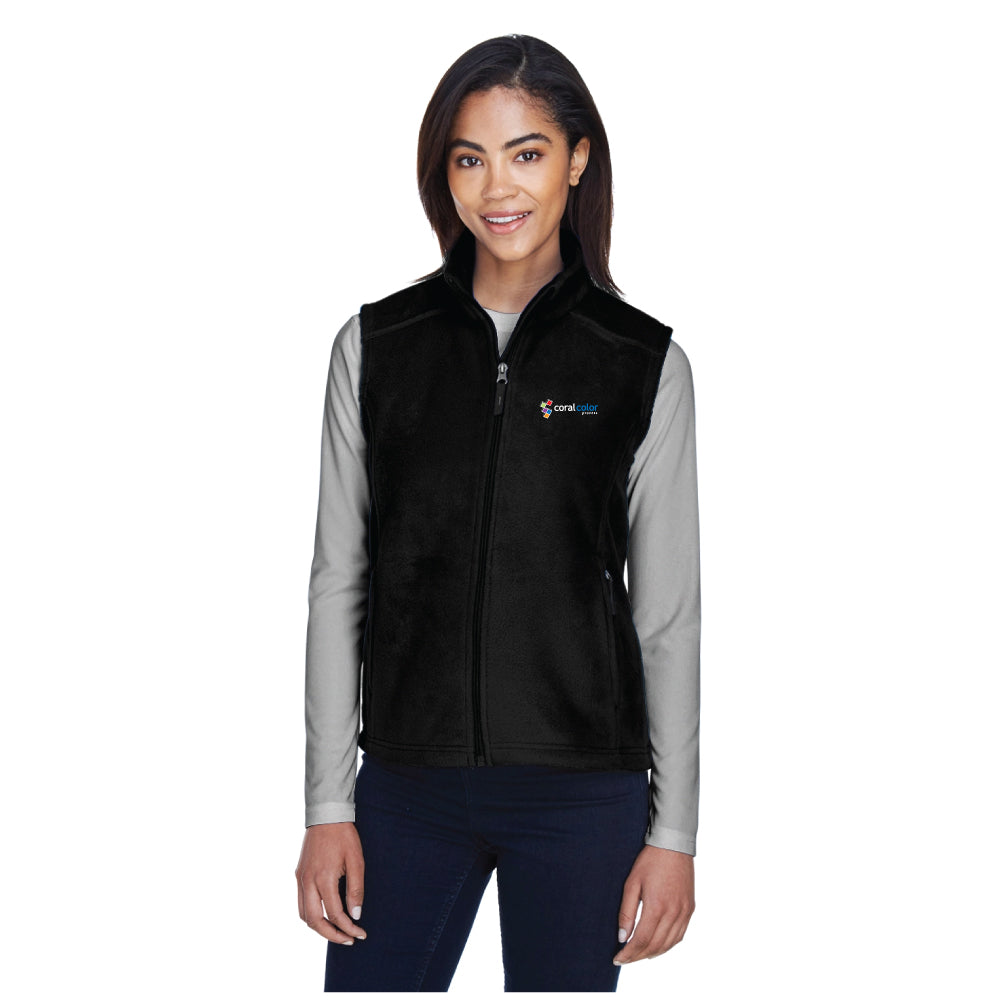 Coral Color Process Ladies Fleece Vest - Black - 5KounT2018
