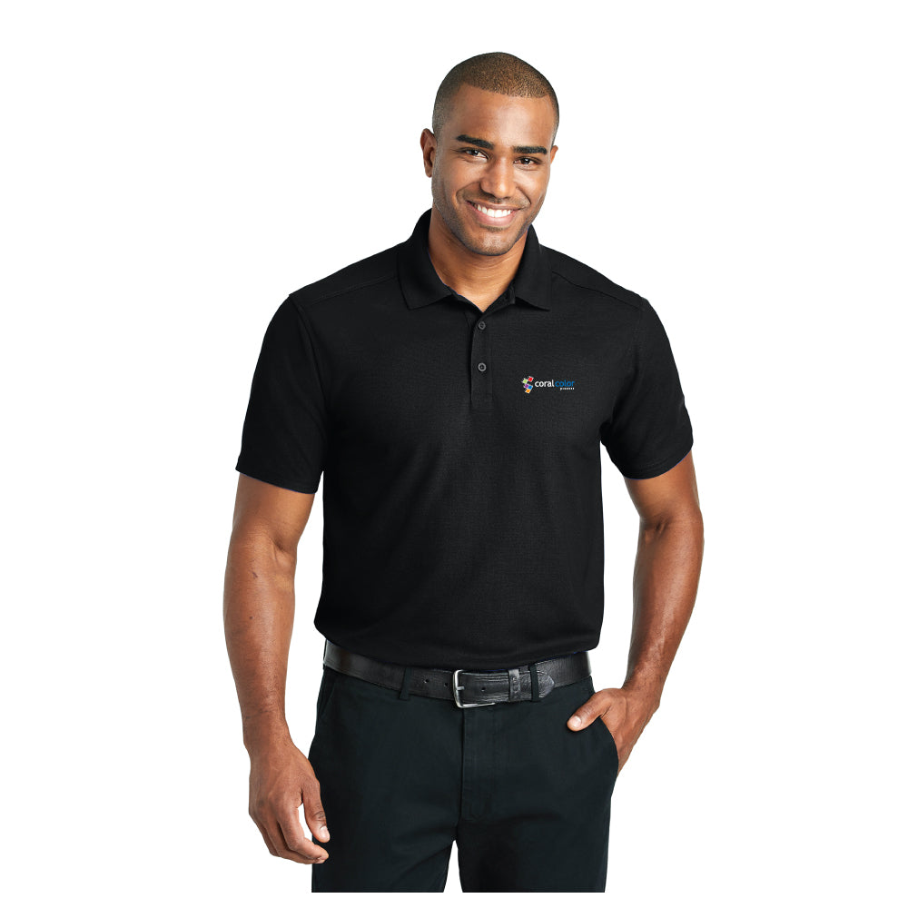Coral Color Procerss Performance Pique Polo - Black - 5KounT2018