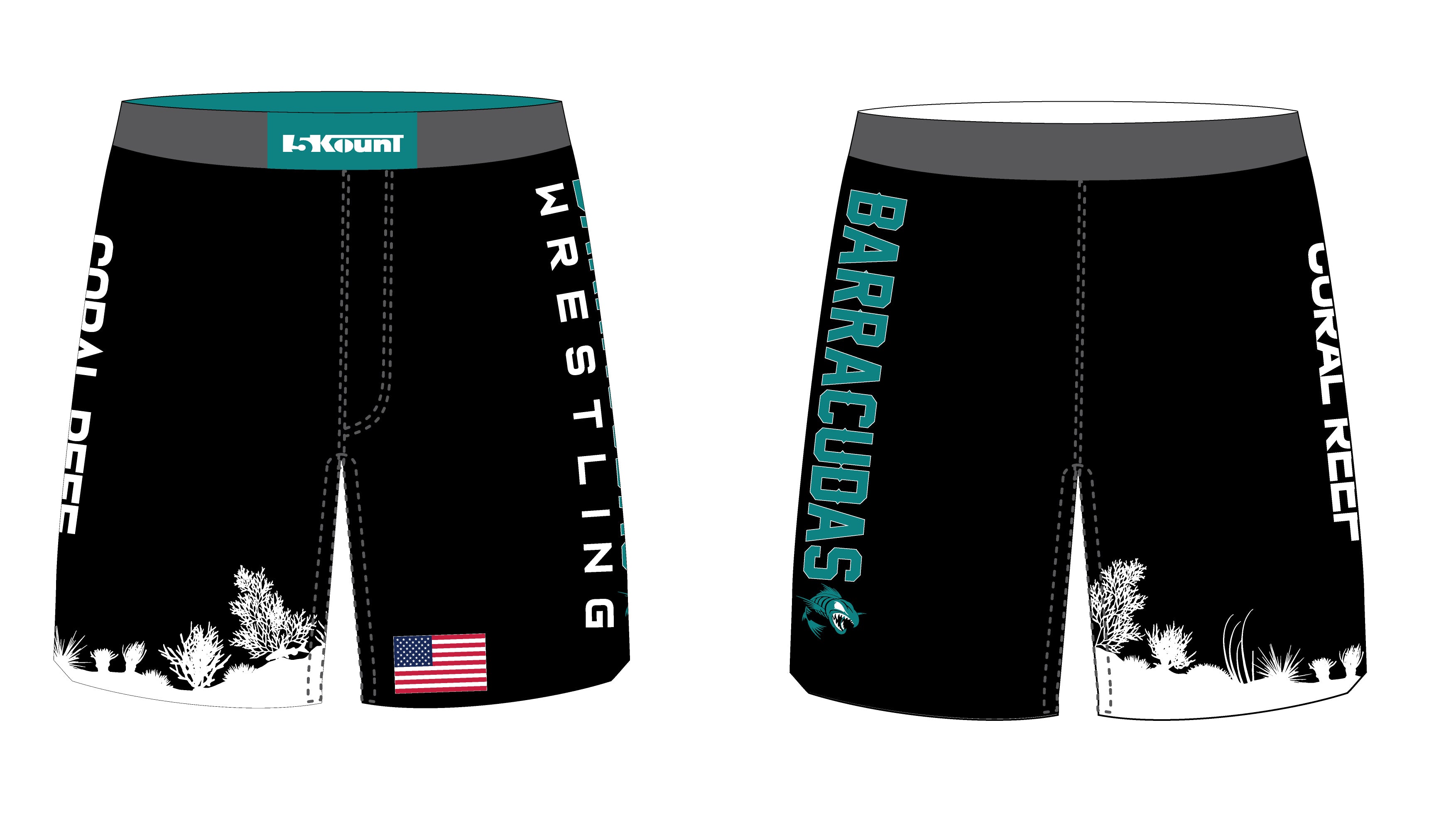 Coral Reef Wrestling Sublimated Fight Shorts - 5KounT2018