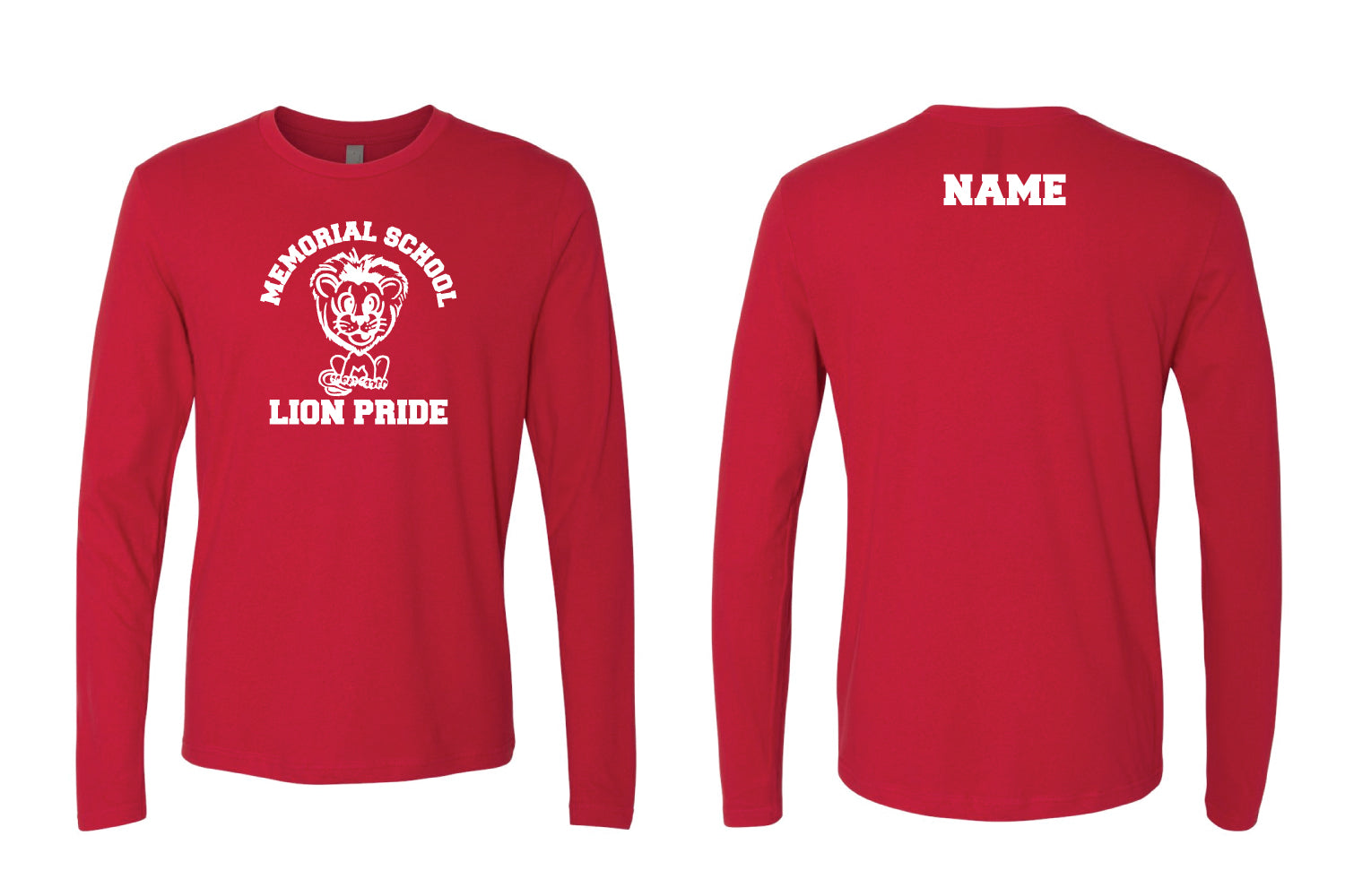 Memorial Elementary School Cotton Long Sleeve Crew Tee - Grey/Red