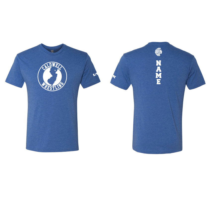 Caldwell Wrestling Triblend Crew Tee - Design 1 (Royal/White)