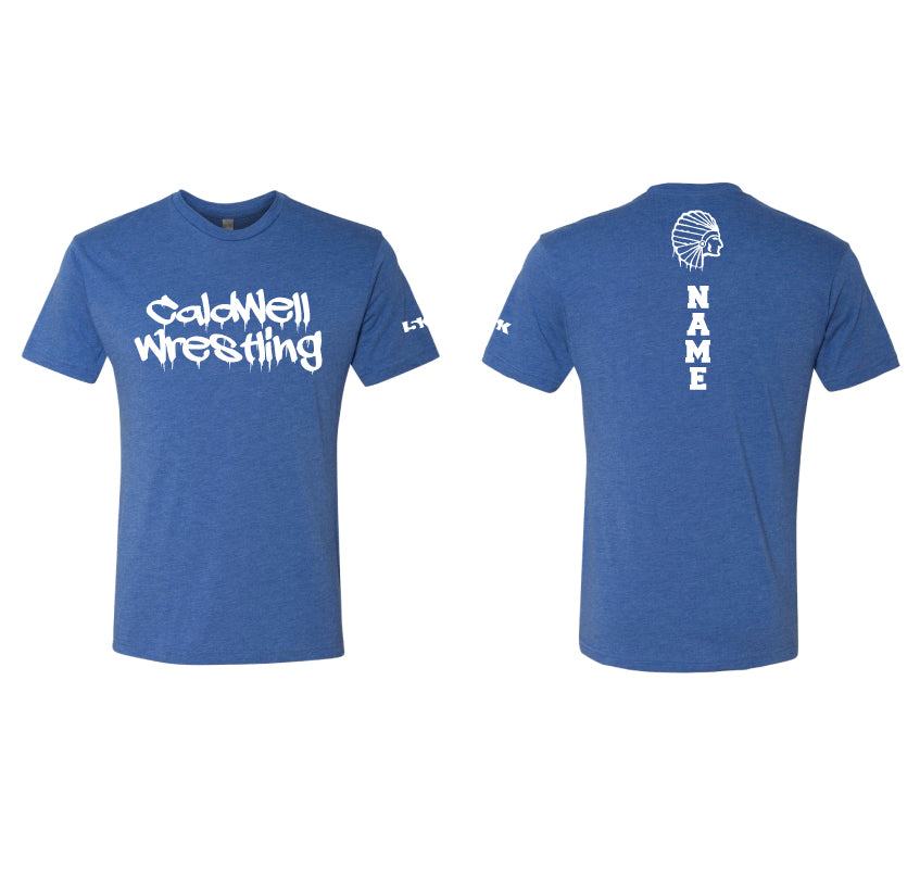 Caldwell Wrestling Triblend Crew Tee - Design 2 (Royal/White)