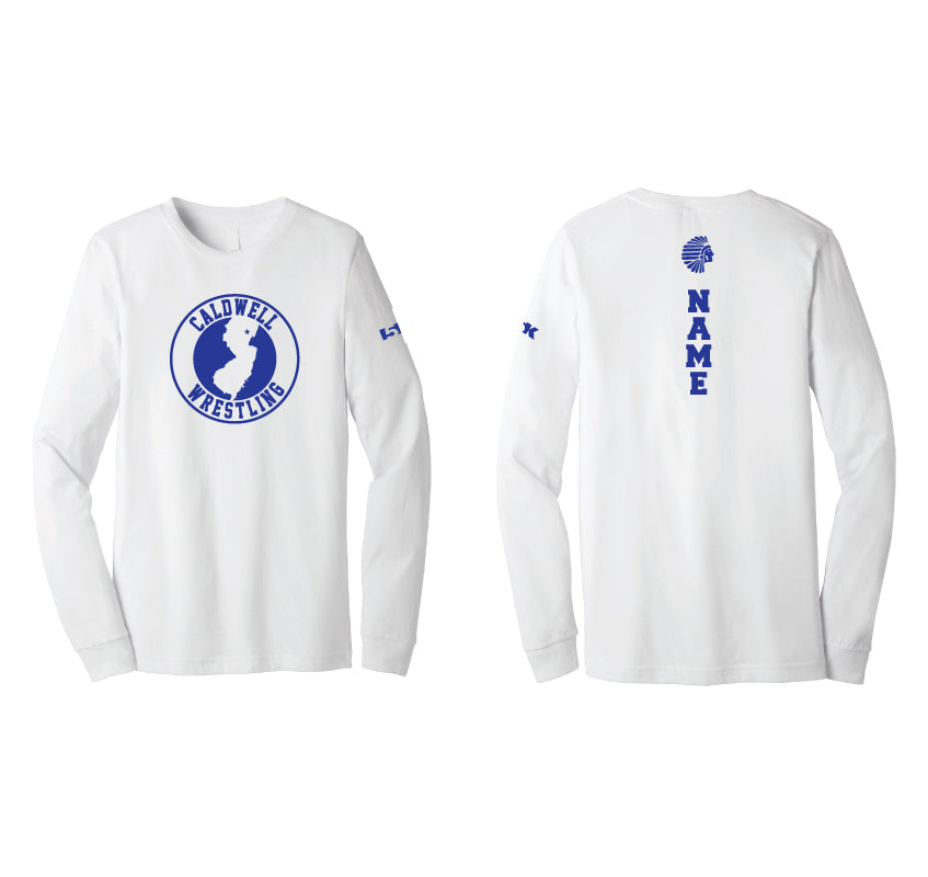 Caldwell Wrestling Triblend Crew Long Sleeve Tee - Design 1 (Royal/White)
