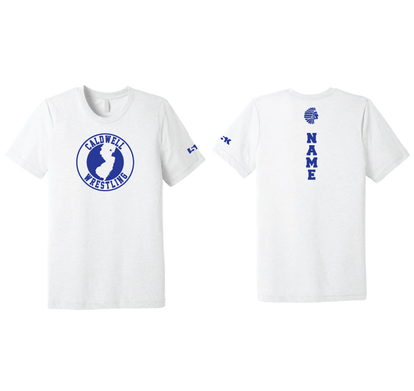 Caldwell Wrestling Triblend Crew Tee - Design 1 (Royal/White)