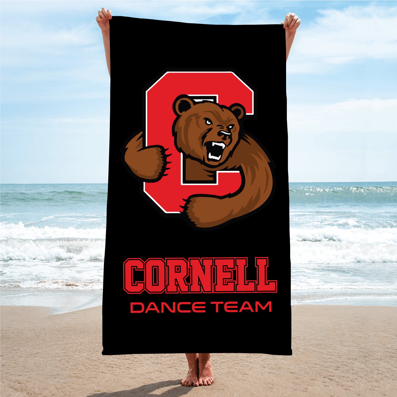 Cornell Dance Sublimated Beach Towel - Black - 5KounT2018