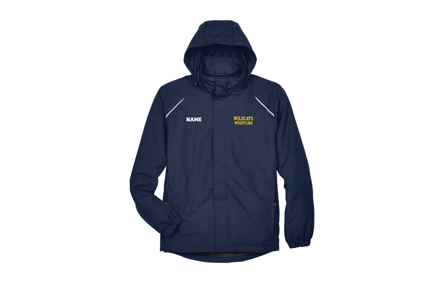 Del Val Wildcats Wrestling Men's Hooded Rain Jacket - Navy - 5KounT