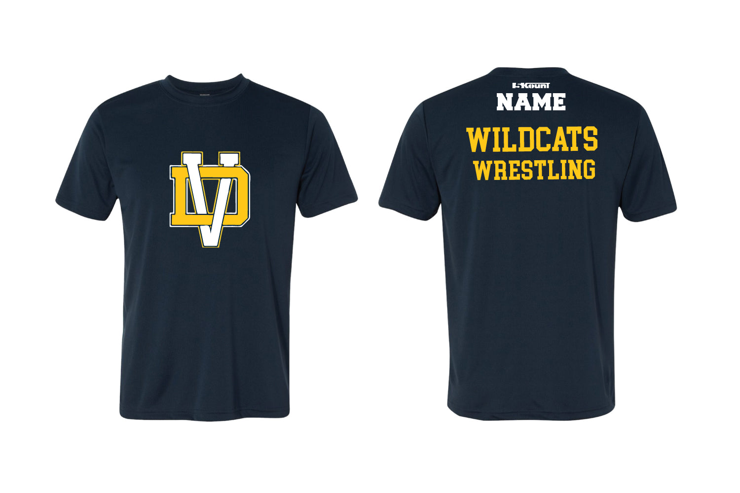 Del Val Wildcats Wrestling Dryfit Performance Tee - Navy - 5KounT