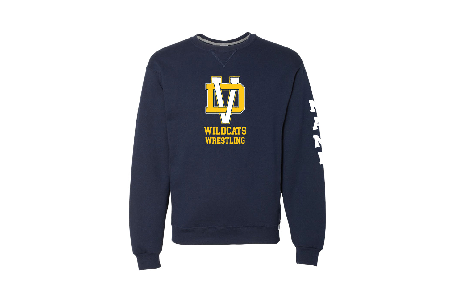 Del Val Wildcats Wrestling Russell Athletic Cotton Crewneck Sweatshirt - Navy - 5KounT
